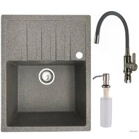 БелЭворс Vega R + смеситель W74004-9 + дозатор L405-1 (серый/сатин)