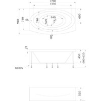 Ванна 1Марка Nega 170x94 (с каркасом) - Превью изображения №2 — Интернет-магазин ПроЗаказ