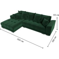 Угловой диван Лига диванов НордСтар левый 121108L (велюр зеленый/подушки велюр зеленый) - Превью изображения №9 — Интернет-магазин ПроЗаказ