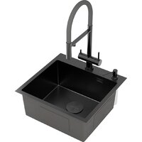 Кухонная мойка Roxen Simple 560220-60B-GR графит/текстурная PVD покрытие (с коландером и дозатором) - Превью изображения №12 — Интернет-магазин ПроЗаказ