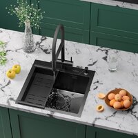 Кухонная мойка Roxen Simple 560220-60B-GR графит/текстурная PVD покрытие (с коландером и дозатором) - Превью изображения №3 — Интернет-магазин ПроЗаказ
