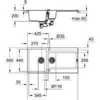 Кухонная мойка Grohe K500 60-C 100/50 1.5 31646AP0 (черный гранит) - Превью изображения №2 — Интернет-магазин ПроЗаказ