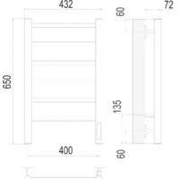Полотенцесушитель TERMINUS Аврора П6 400x650 нп электро (хром) - Превью изображения №3 — Интернет-магазин ПроЗаказ