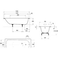 Ванна Kaldewei Eurowa 150x70 (с ножками) - Превью изображения №3 — Интернет-магазин ПроЗаказ
