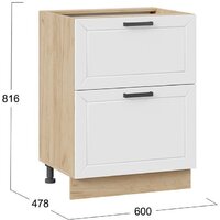 Шкаф напольный Трия Лорас 1Н6Я2 (дуб крафт золотой/холст белый) - Превью изображения №3 — Интернет-магазин ПроЗаказ