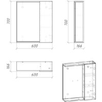  Grossman Шкаф с зеркалом Юнит 60 206011 (кадена лайт) - Превью изображения №5 — Интернет-магазин ПроЗаказ
