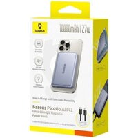 Внешний аккумулятор Baseus PicoGo AM41 Ultra-Slim Qi2 Magnetic Power Bank 10000mAh (серый) - Превью изображения №5 — Интернет-магазин ПроЗаказ