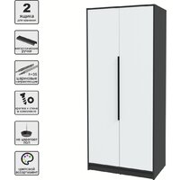 Шкаф распашной Интерлиния Концепт КТ-Ш2 (белый платинум/антрацит) - Превью изображения №2 — Интернет-магазин ПроЗаказ