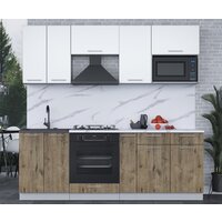 Готовая кухня Интерлиния Мила 2.2 ВТ (белый платинум/дуб веллингтон/белый гранит) - Превью изображения №2 — Интернет-магазин ПроЗаказ