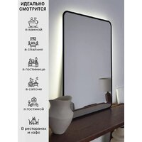 Зеркало с подсветкой  EMZE 60x80 LED.UV.SMART.60.80.CHE.4K (черный с УФ-окантовкой и подсветкой) - Превью изображения №3 — Интернет-магазин ПроЗаказ