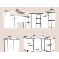 Готовая кухня Артём-Мебель Виола СН-114 со стеклом МДФ 2.6x1.5 Правая (жемчуг текстурный) - Превью изображения №4 — Интернет-магазин ПроЗаказ