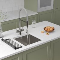 Кухонная мойка Roxen Uno 560210-44 (440*440) сатин под столешницу (с ролл-матом и дозатором) - Превью изображения №2 — Интернет-магазин ПроЗаказ