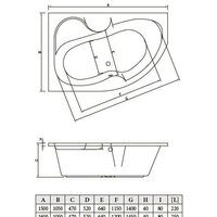 Ванна Bonito Home Atria 150x105L (с ножками) - Превью изображения №3 — Интернет-магазин ПроЗаказ