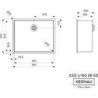 Кухонная мойка Kernau KSS U 60 1B SS Smooth - Превью изображения №4 — Интернет-магазин ПроЗаказ