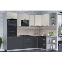 Готовая кухня Интерлиния Мила Лайт 1.68x2.6 правая (персидский жемчуг/антрацит/травертин серый) - Превью изображения №3 — Интернет-магазин ПроЗаказ