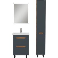  Onika Шкаф-пенал для ванной Айленд 30 403084 (графит/дуб крафт золотой) - Превью изображения №6 — Интернет-магазин ПроЗаказ