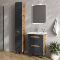  Onika Шкаф-пенал для ванной Айленд 30 403084 (графит/дуб крафт золотой) - Превью изображения №8 — Интернет-магазин ПроЗаказ