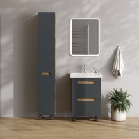  Onika Шкаф-пенал для ванной Айленд 30 403084 (графит/дуб крафт золотой) - Превью изображения №10 — Интернет-магазин ПроЗаказ