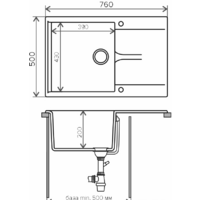 Кухонная мойка Polygran Gals 760 (черный 16) - Превью изображения №2 — Интернет-магазин ПроЗаказ