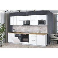 Готовая кухня Интерлиния Мила Лайт 3.0-ПМ2 (белый платинум/белый платинум/дуб бунратти) - Превью изображения №2 — Интернет-магазин ПроЗаказ