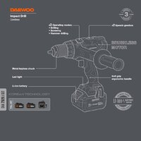 Ударная дрель-шуруповерт Daewoo Power DAA 7521Li Set (с 2-мя АКБ, кейс) - Превью изображения №3 — Интернет-магазин ПроЗаказ