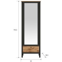 Шкаф распашной Black Red White Loft SZF1W1S/60 (дуб вотан/черный) - Превью изображения №3 — Интернет-магазин ПроЗаказ