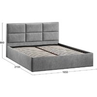 Кровать Трия Стелла Тип 1 160x200 (микровелюр Wellmart Silver) - Превью изображения №3 — Интернет-магазин ПроЗаказ