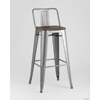 Стул Stool Group Tolix со спинкой YD-H765E-W YG-15 (серебристый матовый/темное дерево) - Превью изображения №2 — Интернет-магазин ПроЗаказ
