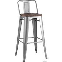 Stool Group Tolix со спинкой YD-H765E-W YG-15 (серебристый матовый/темное дерево)
