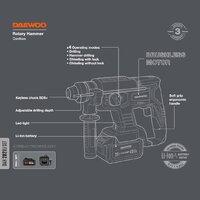 Перфоратор Daewoo Power DAH 2821 Li Set (с 1-им АКБ, кейс) - Превью изображения №3 — Интернет-магазин ПроЗаказ