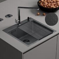 Кухонная мойка Roxen Snake 560220-45-BS PVD графит/текстурная поверхность (с ролл-матом и дозатором) - Превью изображения №2 — Интернет-магазин ПроЗаказ