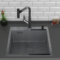 Кухонная мойка Roxen Snake 560220-45-BS PVD графит/текстурная поверхность (с ролл-матом и дозатором) - Превью изображения №4 — Интернет-магазин ПроЗаказ