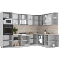 Готовая кухня Интерлиния Мила Лайт 1.88x3.0 правая (дуб белый/дуб золотой/дуб бунратти) - Превью изображения №3 — Интернет-магазин ПроЗаказ