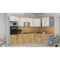 Готовая кухня Интерлиния Мила Лайт 1.88x3.0 правая (дуб белый/дуб золотой/дуб бунратти) - Превью изображения №2 — Интернет-магазин ПроЗаказ