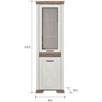 Шкаф-витрина Black Red White Marselle REG1W1DL (ясень снежный/дуб сонома темный) - Превью изображения №3 — Интернет-магазин ПроЗаказ