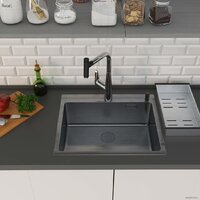 Кухонная мойка Roxen Simple 560220-60B PVD графит (с коландером и дозатором) - Превью изображения №3 — Интернет-магазин ПроЗаказ