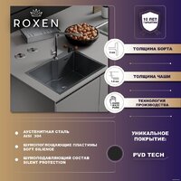 Кухонная мойка Roxen Simple 560220-60B PVD графит (с коландером и дозатором) - Превью изображения №7 — Интернет-магазин ПроЗаказ