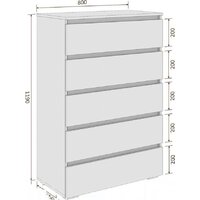 Комод Кортекс-мебель Бари 80 5ш (дуб сонома/дуб сонома/дуб сонома) - Превью изображения №5 — Интернет-магазин ПроЗаказ