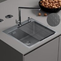 Кухонная мойка Roxen Snake 560220-45-S сатин/текстурная поверхность (с ролл-матом и дозатором) - Превью изображения №2 — Интернет-магазин ПроЗаказ