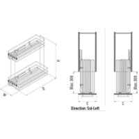 Корзина выдвижная Starax 200 S-2426-C (левое крепление, хром) - Превью изображения №3 — Интернет-магазин ПроЗаказ