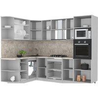 Готовая кухня Интерлиния Мила Лайт 1.68x2.6 левая (дуб белый/дуб золотой/дуб бунратти) - Превью изображения №2 — Интернет-магазин ПроЗаказ