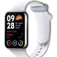 Xiaomi Smart Band 8 Pro (серебристый, с белым силиконовым ремешком, международная версия)