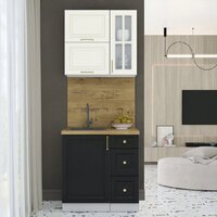 Готовая кухня Интерлиния Мила Шато 0.8Б (белый/черный/дуб бунратти) - Превью изображения №3 — Интернет-магазин ПроЗаказ