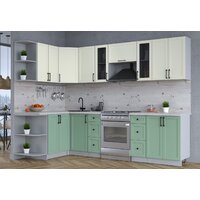 Готовая кухня Интерлиния Тренд 1.5x2.8 левая (мята/белый/бискайская сосна) - Превью изображения №2 — Интернет-магазин ПроЗаказ