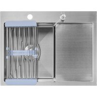 Кухонная мойка Saniteco 6550-L + Spike F9S07011 (сатин, с сифоном, дозатором и коландером) - Превью изображения №6 — Интернет-магазин ПроЗаказ