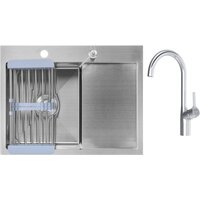 Saniteco 6550-L + Spike F9S07000 (хром, с сифоном, дозатором и коландером)