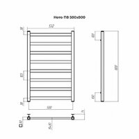 Полотенцесушитель TERMINUS Ното П8 500x800 (сатин) - Превью изображения №2 — Интернет-магазин ПроЗаказ