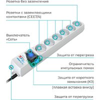 Сетевой фильтр Pilot S (7 м, 6 розеток, белый) - Превью изображения №6 — Интернет-магазин ПроЗаказ