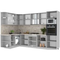 Готовая кухня Интерлиния Мила Лайт 1.68x3.0 левая (белый платинум/белый платинум/дуб бунратти) - Превью изображения №4 — Интернет-магазин ПроЗаказ
