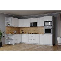 Готовая кухня Интерлиния Мила Лайт 1.68x3.0 левая (белый платинум/белый платинум/дуб бунратти) - Превью изображения №5 — Интернет-магазин ПроЗаказ